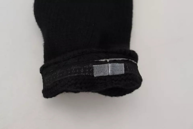 Dolce & Gabbana Black Wool Knit Calf Long Socks for Women