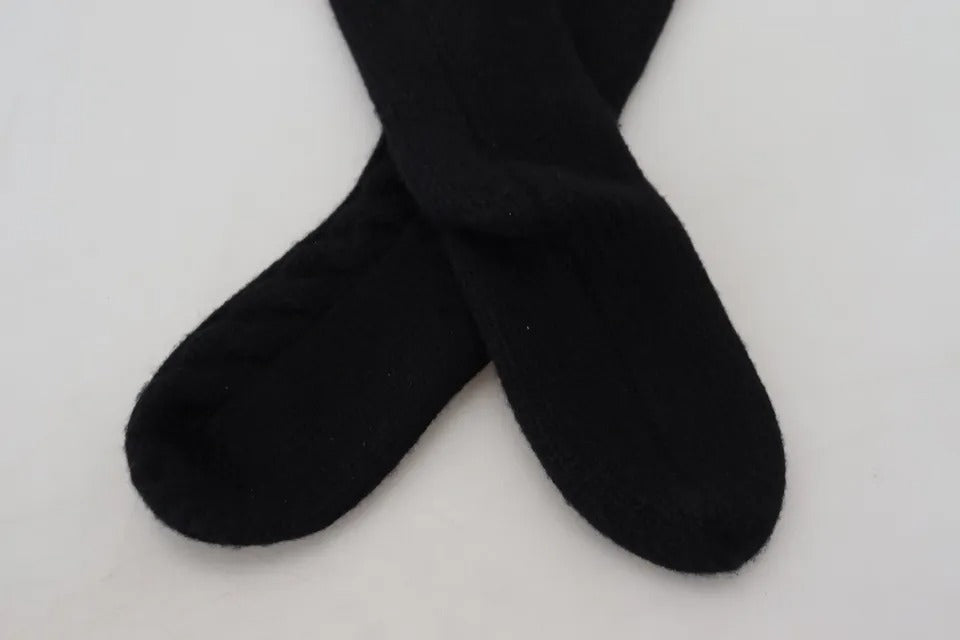 Dolce & Gabbana Chaussettes Longues Noires en Laine pour Femmes