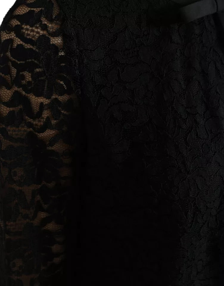 Dolce & Gabbana Black Floral Lace Blouse T-shirt