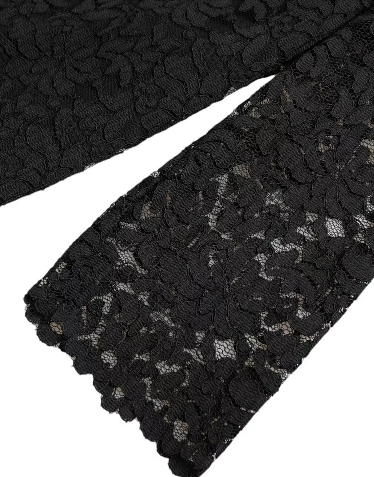 Dolce & Gabbana Black Floral Lace Blouse T-shirt
