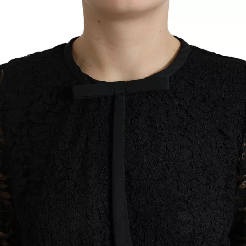 Dolce & Gabbana Black Floral Lace Blouse T-shirt