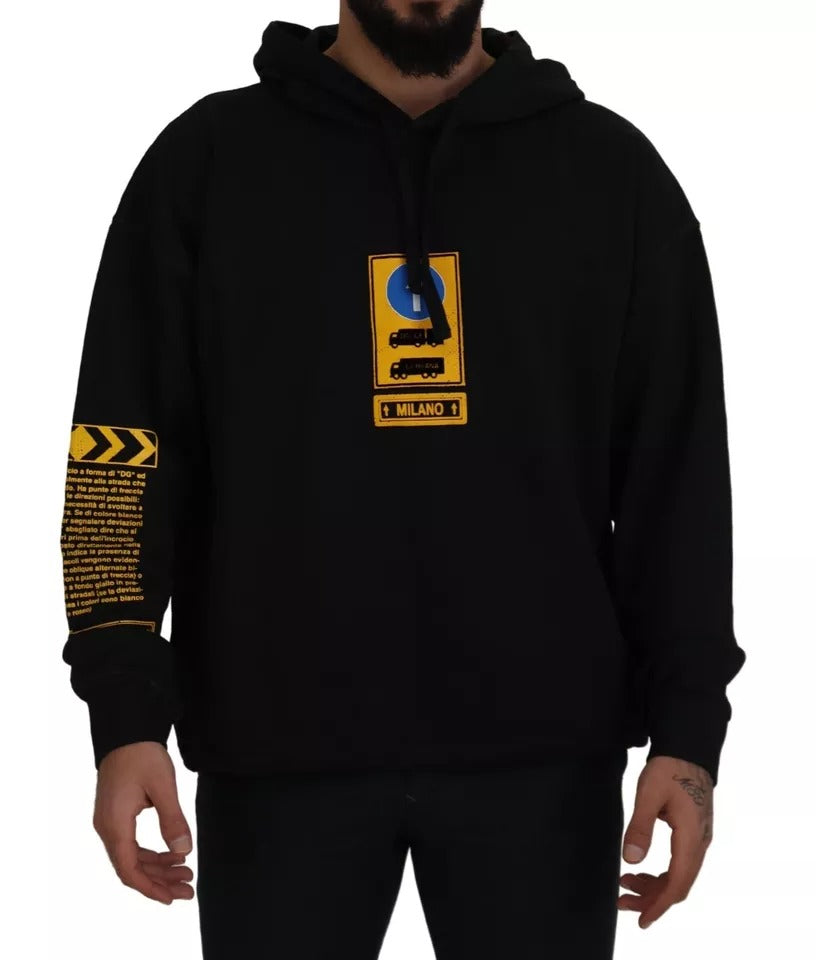 Sweat à capuche en coton noir avec logo Dolce &amp; Gabbana