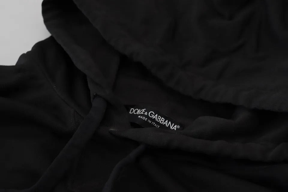 Sweat à capuche en coton noir avec logo Dolce &amp; Gabbana