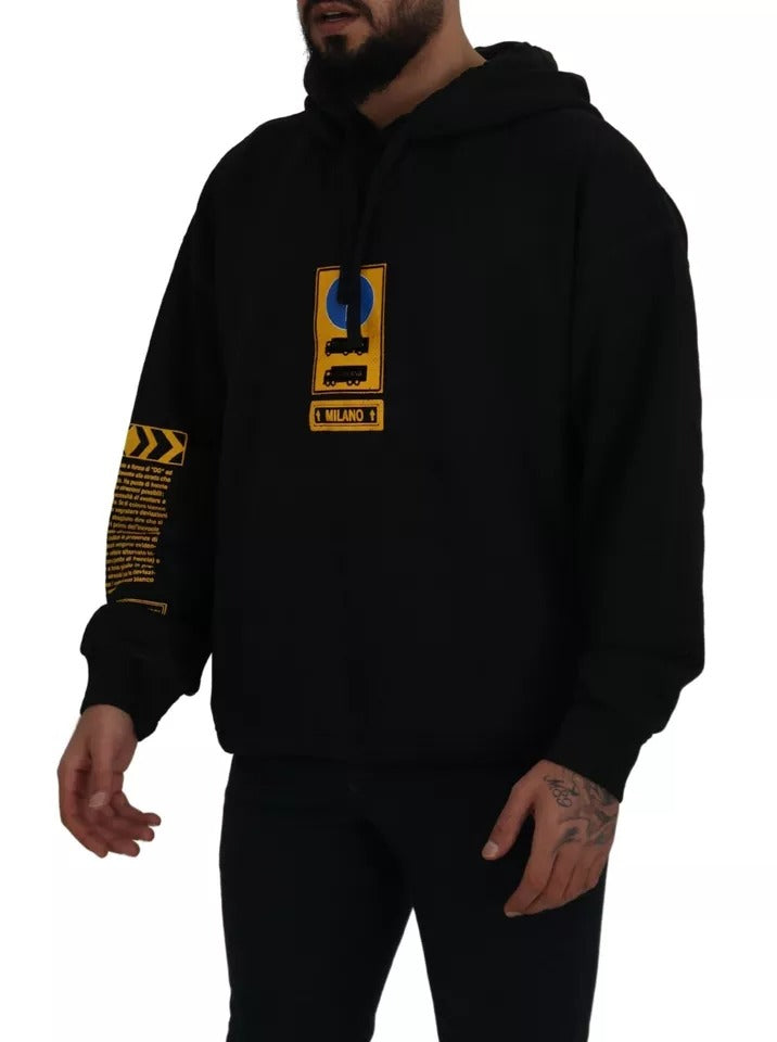 Sweat à capuche en coton noir avec logo Dolce &amp; Gabbana