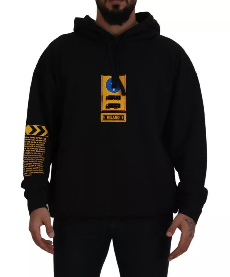 Sweat à capuche en coton noir avec logo Dolce &amp; Gabbana