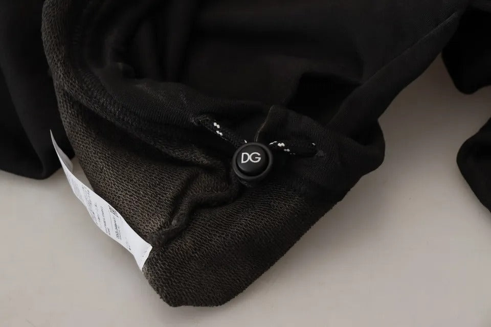 Sweat à capuche en coton noir avec logo Dolce &amp; Gabbana