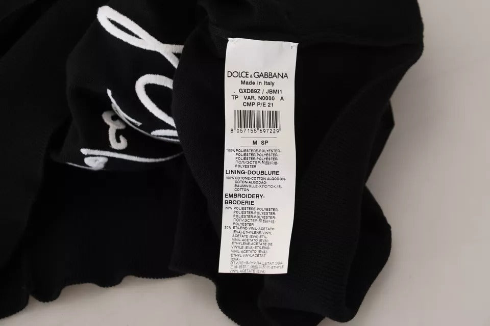 Pull en polyester noir à col rond pour homme de Dolce &amp; Gabbana