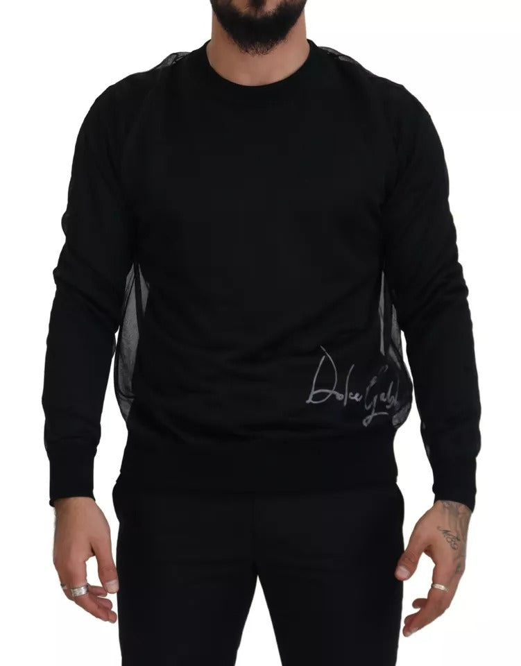 Pull en polyester noir à col rond pour homme de Dolce &amp; Gabbana
