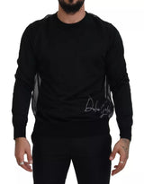 Pull en polyester noir à col rond pour homme de Dolce &amp; Gabbana