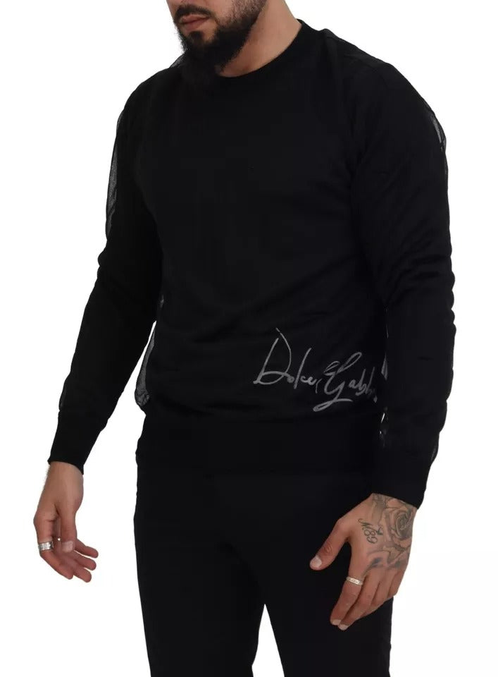 Pull en polyester noir à col rond pour homme de Dolce &amp; Gabbana