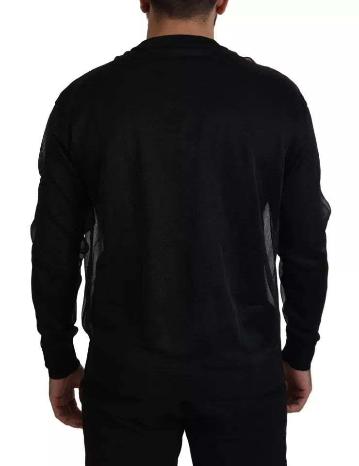 Pull en polyester noir avec logo Dolce &amp; Gabbana pour homme