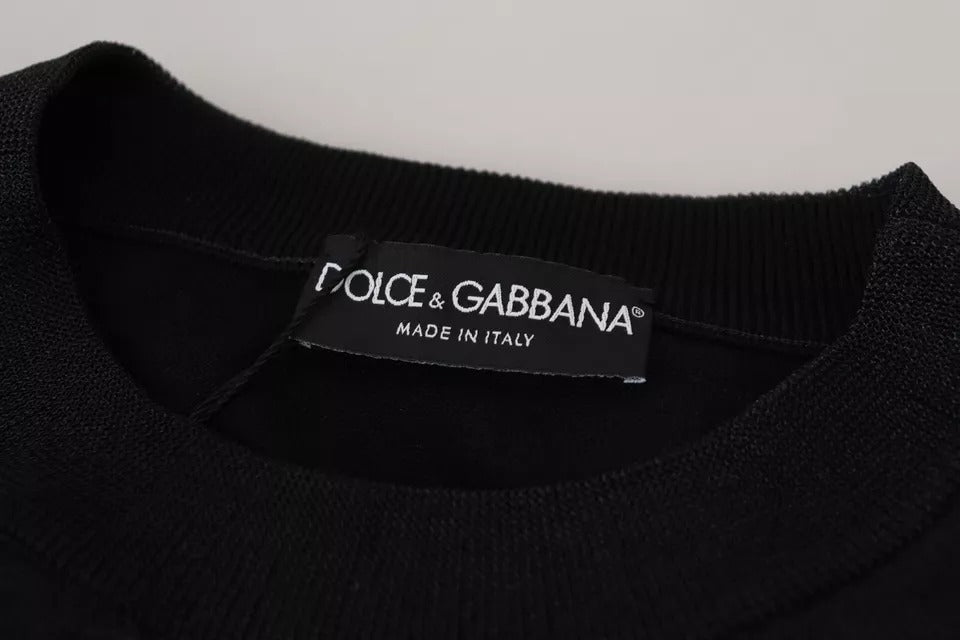 Pull en polyester noir avec logo Dolce &amp; Gabbana pour homme
