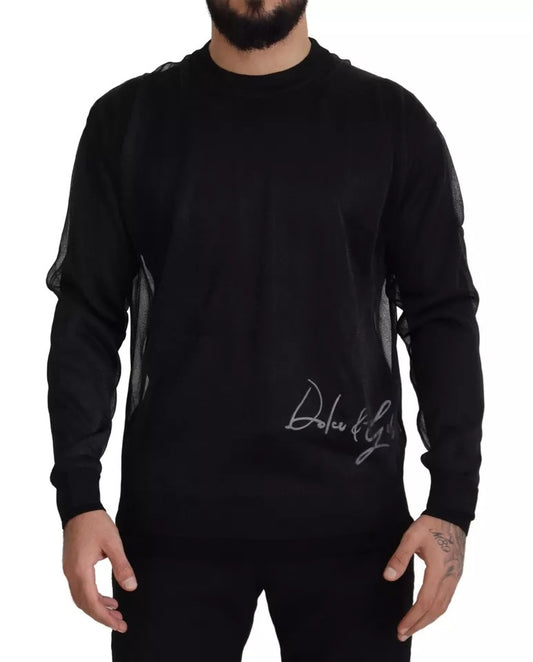 Dolce &amp; Gabbana Zwarte Polyester Logo Heren Pullevertrui