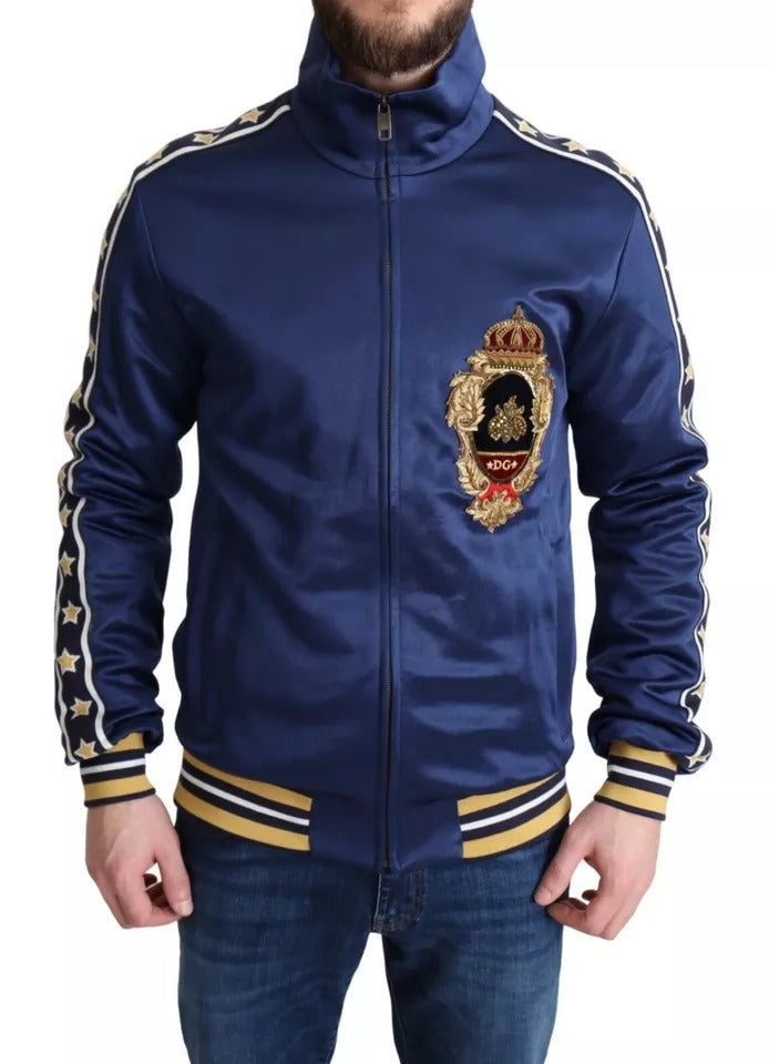 Pull rayé à patchs héraldiques bleus et abeille royale de Dolce &amp; Gabbana