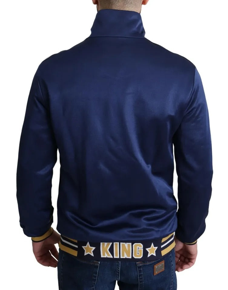 Pull rayé à patchs héraldiques bleus et abeille royale de Dolce &amp; Gabbana