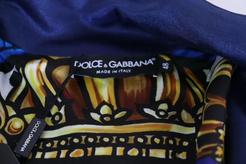 Pull rayé à patchs héraldiques bleus et abeille royale de Dolce &amp; Gabbana