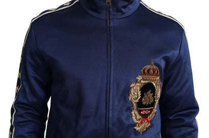 Dolce &amp; Gabbana Blauwe Heraldische Patch Gestreepte King Bee Trui