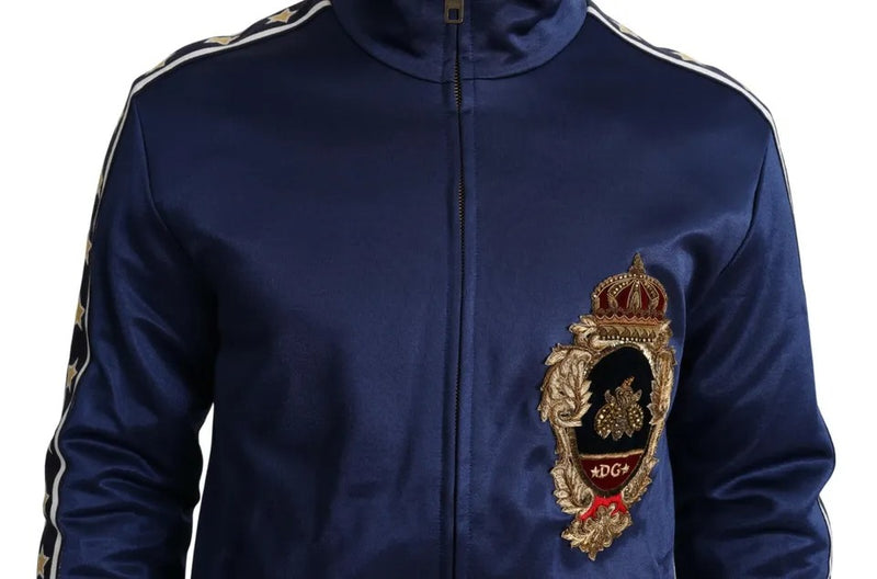 Pull rayé à patchs héraldiques bleus et abeille royale de Dolce &amp; Gabbana