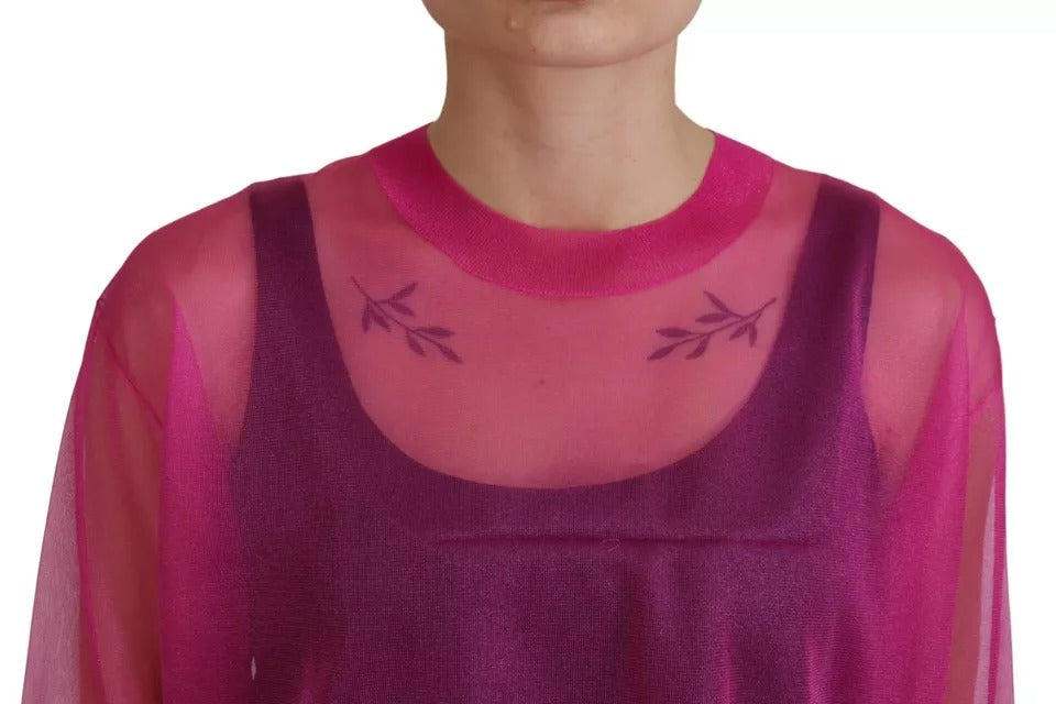 Dolce & Gabbana Pull Fuchsia en Polyester à Col Rond