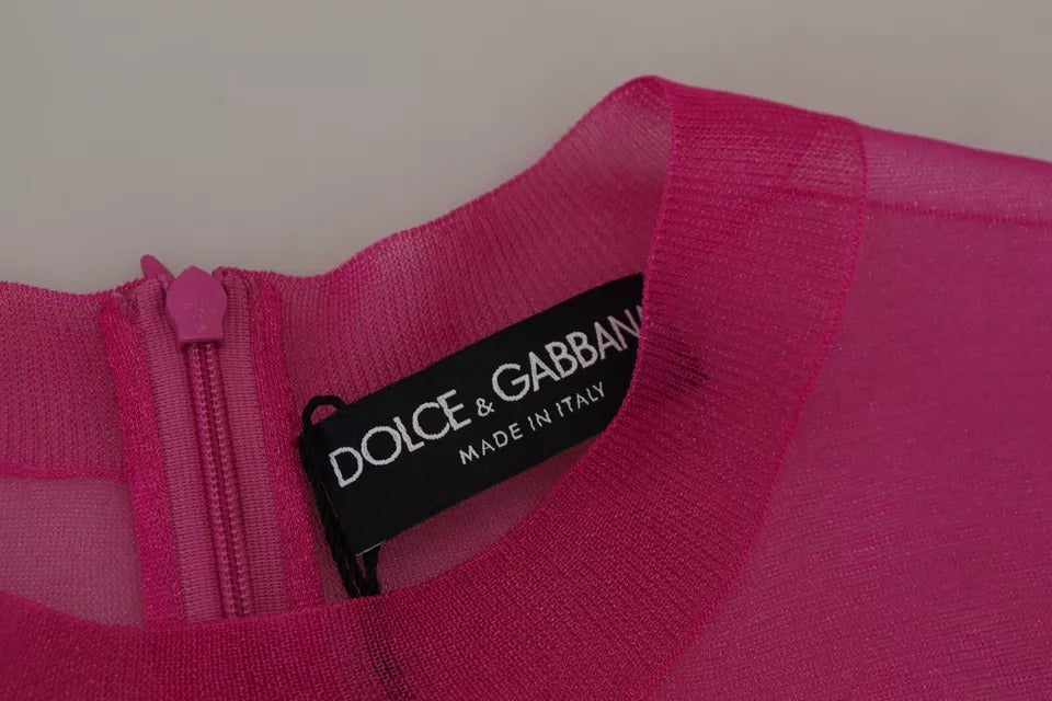 Dolce & Gabbana Pull Fuchsia en Polyester à Col Rond