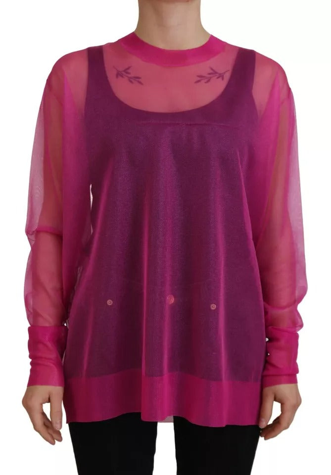 Dolce & Gabbana Pull Fuchsia en Polyester à Col Rond