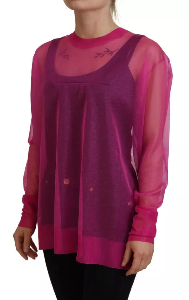 Dolce & Gabbana Pull Fuchsia en Polyester à Col Rond