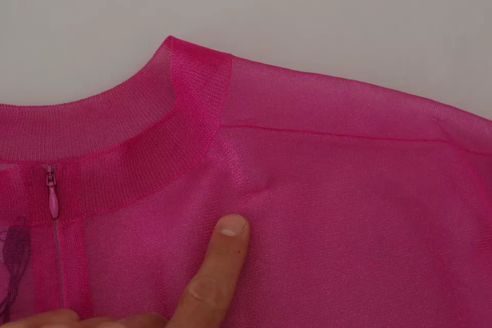 Dolce & Gabbana Pull Fuchsia en Polyester à Col Rond