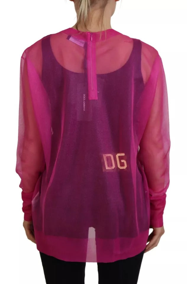 Dolce & Gabbana Pull Fuchsia en Polyester à Col Rond