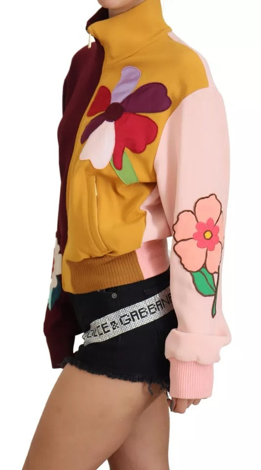 Dolce & Gabbana Multicolor Floral Full Zip Sweater