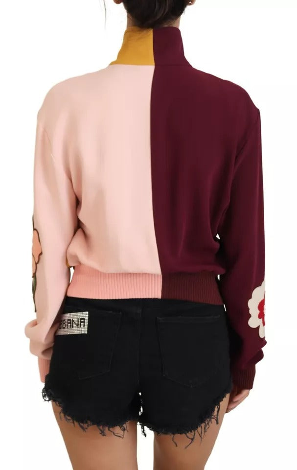 Dolce & Gabbana Multicolor Floral Full Zip Sweater