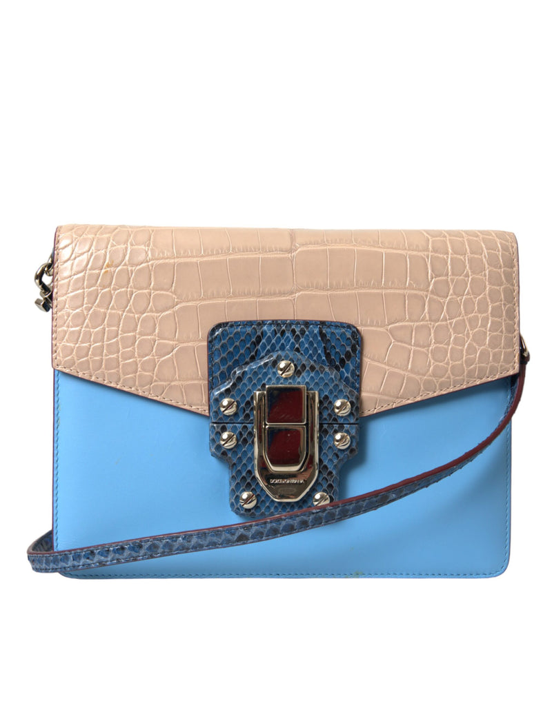 Sac à bandoulière Dolce & Gabbana LUCIA en cuir exotique bleu beige