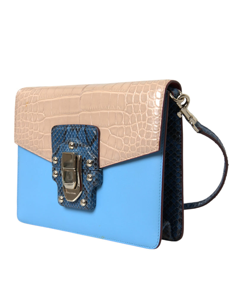 Sac à bandoulière Dolce & Gabbana LUCIA en cuir exotique bleu beige