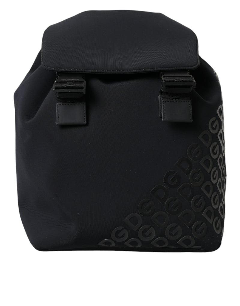 Sac à dos d'école Dolce & Gabbana en néoprène noir et nylon avec logo DG