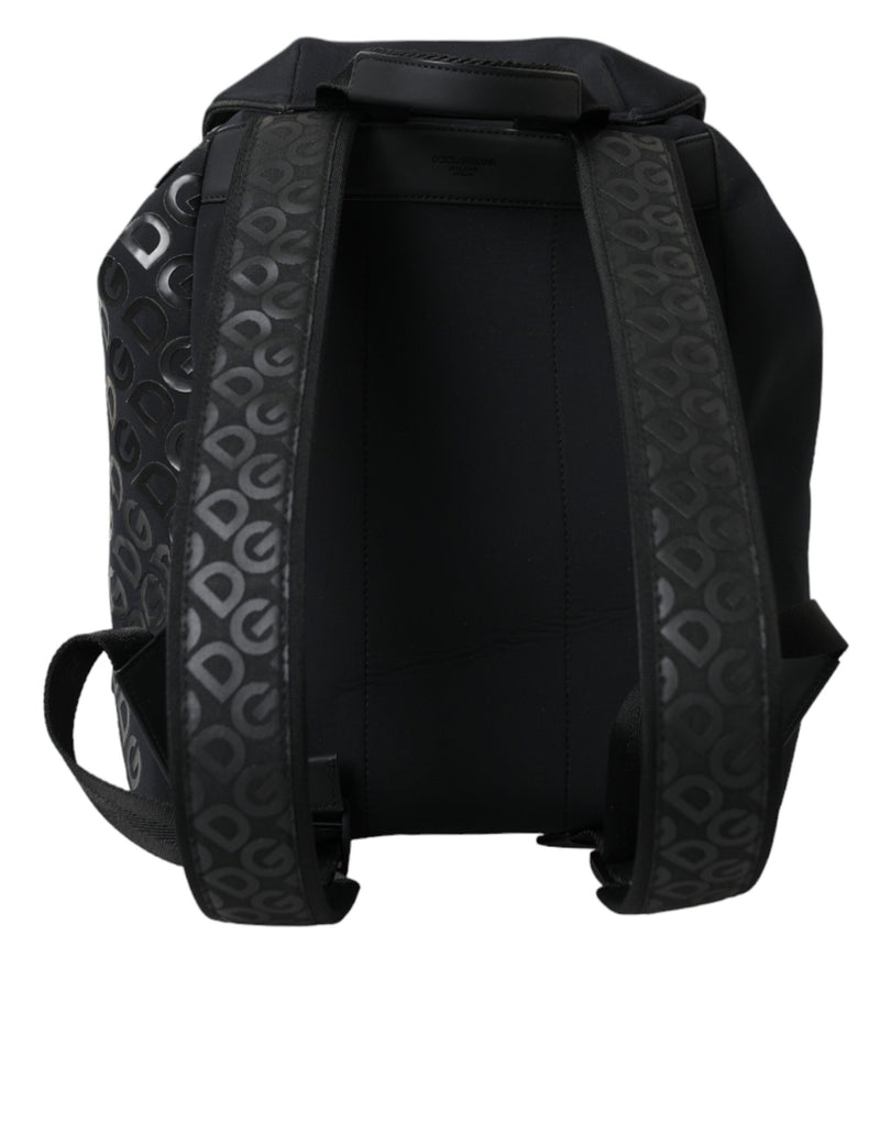 Sac à dos d'école Dolce & Gabbana en néoprène noir et nylon avec logo DG