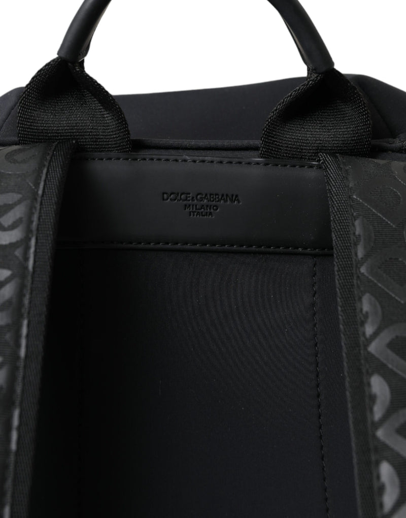 Sac à dos d'école Dolce & Gabbana en néoprène noir et nylon avec logo DG
