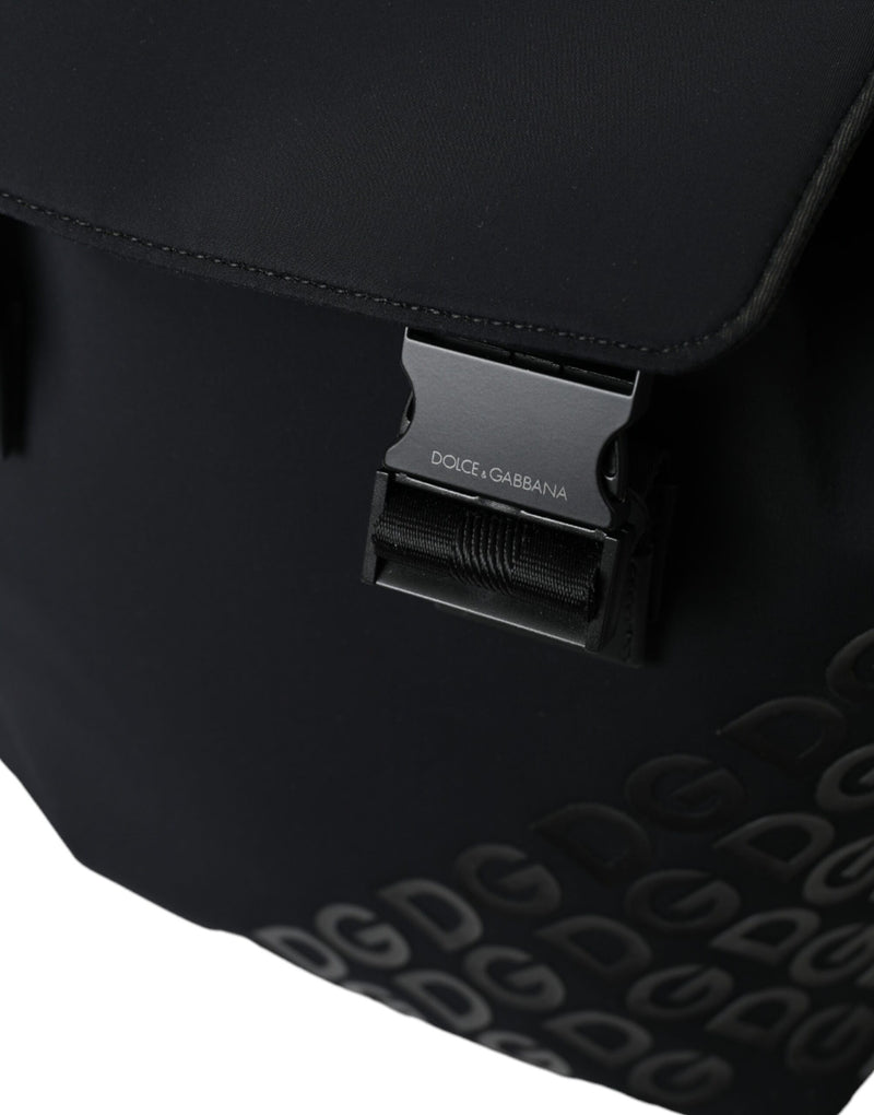 Sac à dos d'école Dolce & Gabbana en néoprène noir et nylon avec logo DG