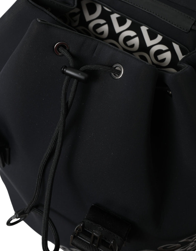 Sac à dos d'école Dolce & Gabbana en néoprène noir et nylon avec logo DG
