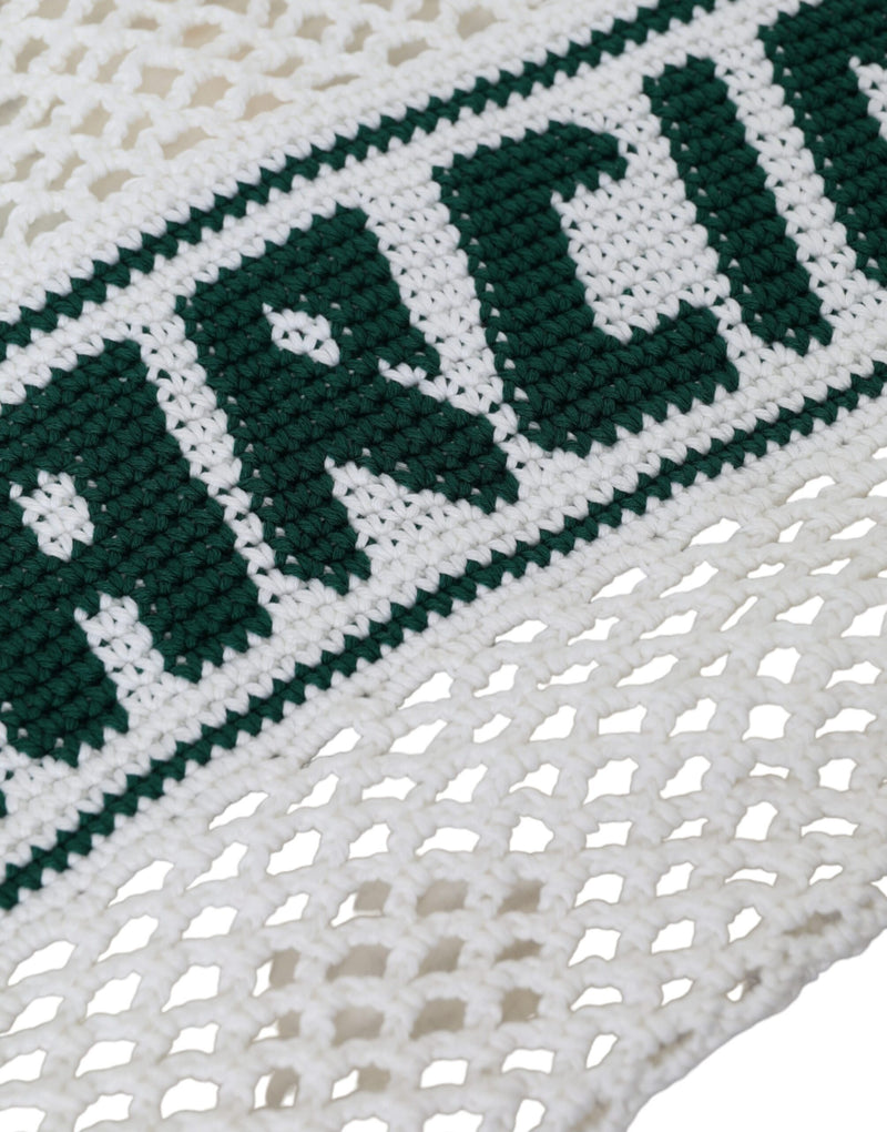 Sac Tote Dolce & Gabbana Blanc Vert en Coton Tricoté avec Logo
