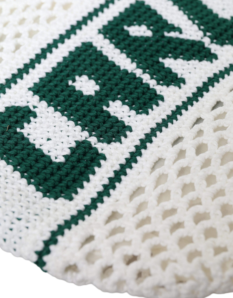 Sac Tote Dolce & Gabbana Blanc Vert en Coton Tricoté avec Logo