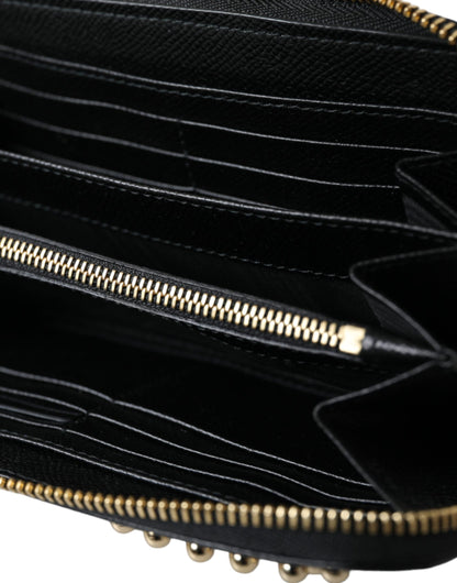 Dolce & Gabbana Zwartblauwe leren #DGFAMILY Continental herenportemonnee met rits