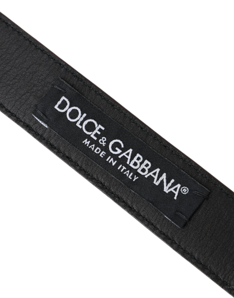 Ceinture Dolce &amp; Gabbana en cuir marron avec boucle en métal argenté pour homme