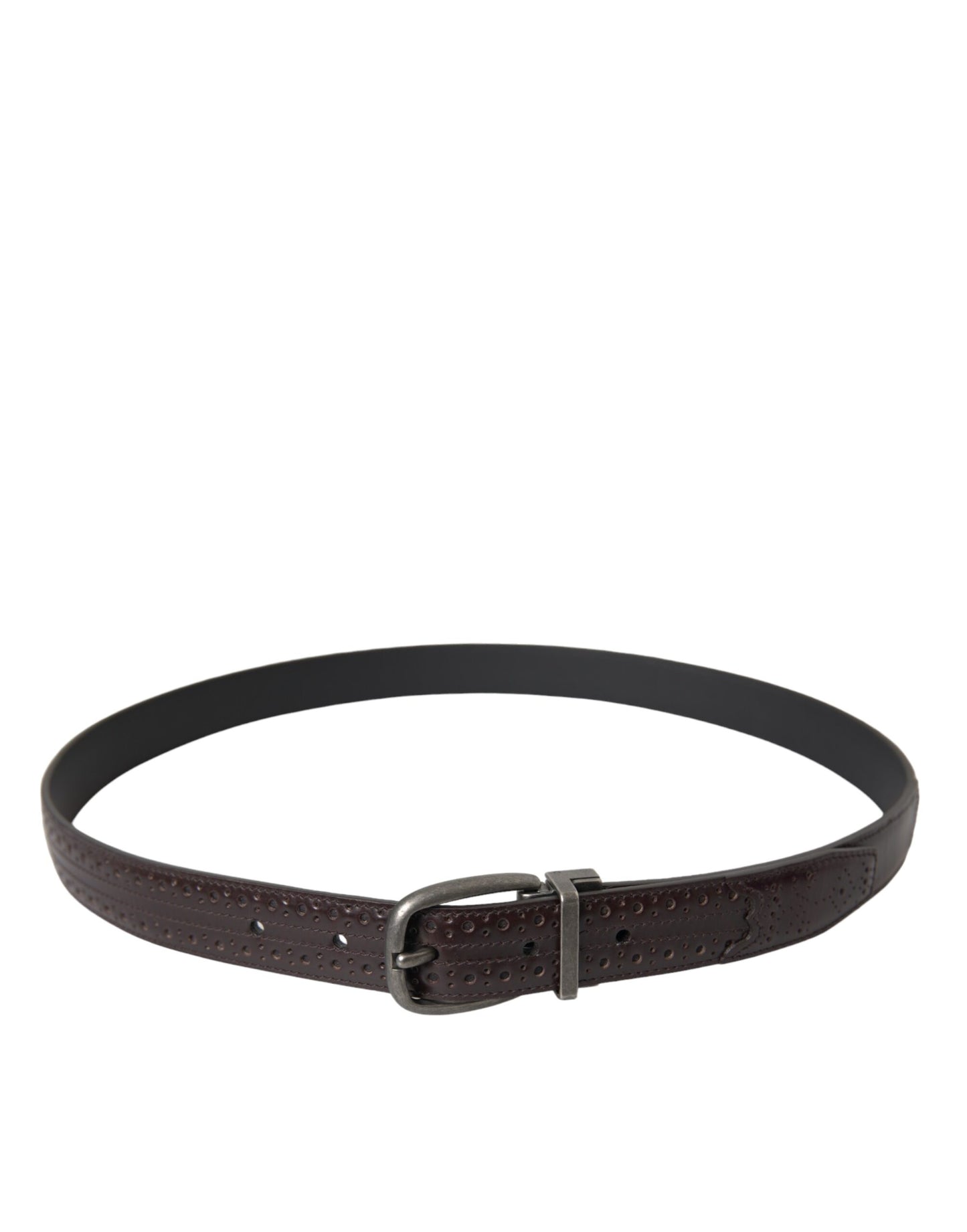 Dolce & Gabbana donkerbruine geperforeerde leren riem met metalen gesp voor heren