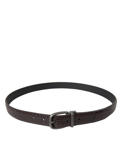 Dolce & Gabbana donkerbruine geperforeerde leren riem met metalen gesp voor heren