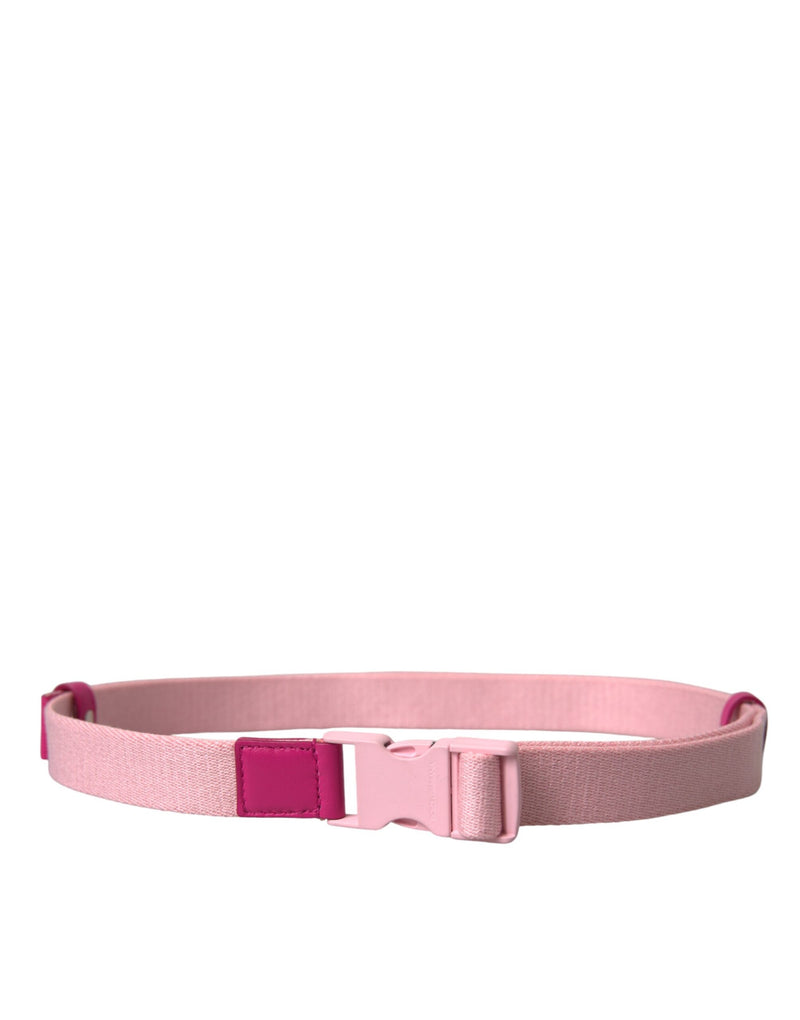 Dolce & Gabbana Pink Canvas Stretch Belt with Plastic Buckle