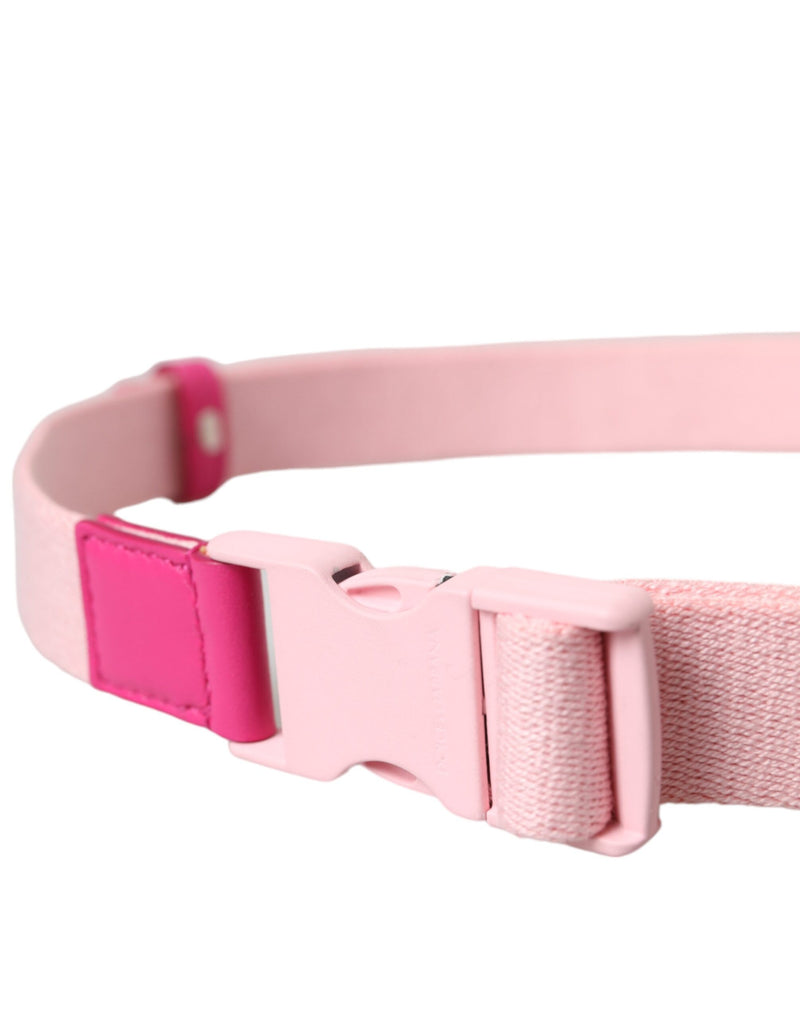 Dolce & Gabbana Pink Canvas Stretch Belt with Plastic Buckle