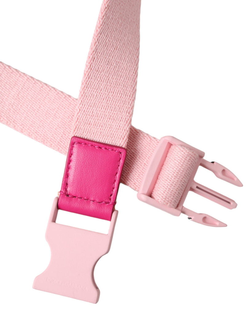 Dolce & Gabbana Pink Canvas Stretch Belt with Plastic Buckle
