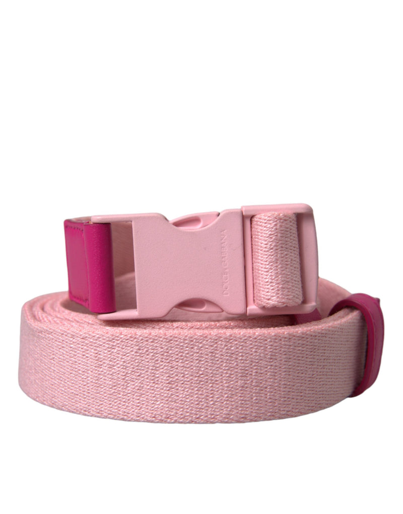Dolce & Gabbana Pink Canvas Stretch Belt with Plastic Buckle