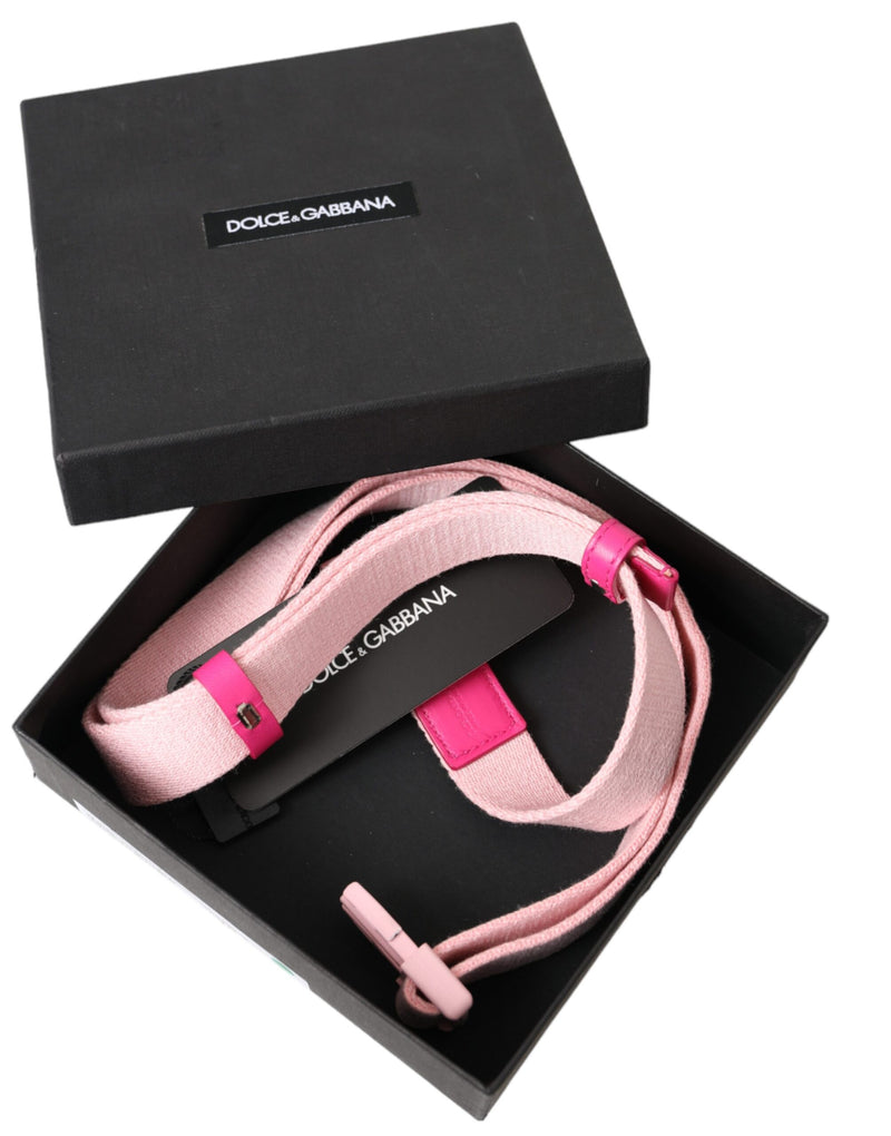 Dolce & Gabbana Pink Canvas Stretch Belt with Plastic Buckle