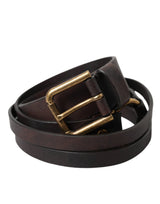 Dolce & Gabbana Dark Brown Leather Belt with Gold Metal Buckle