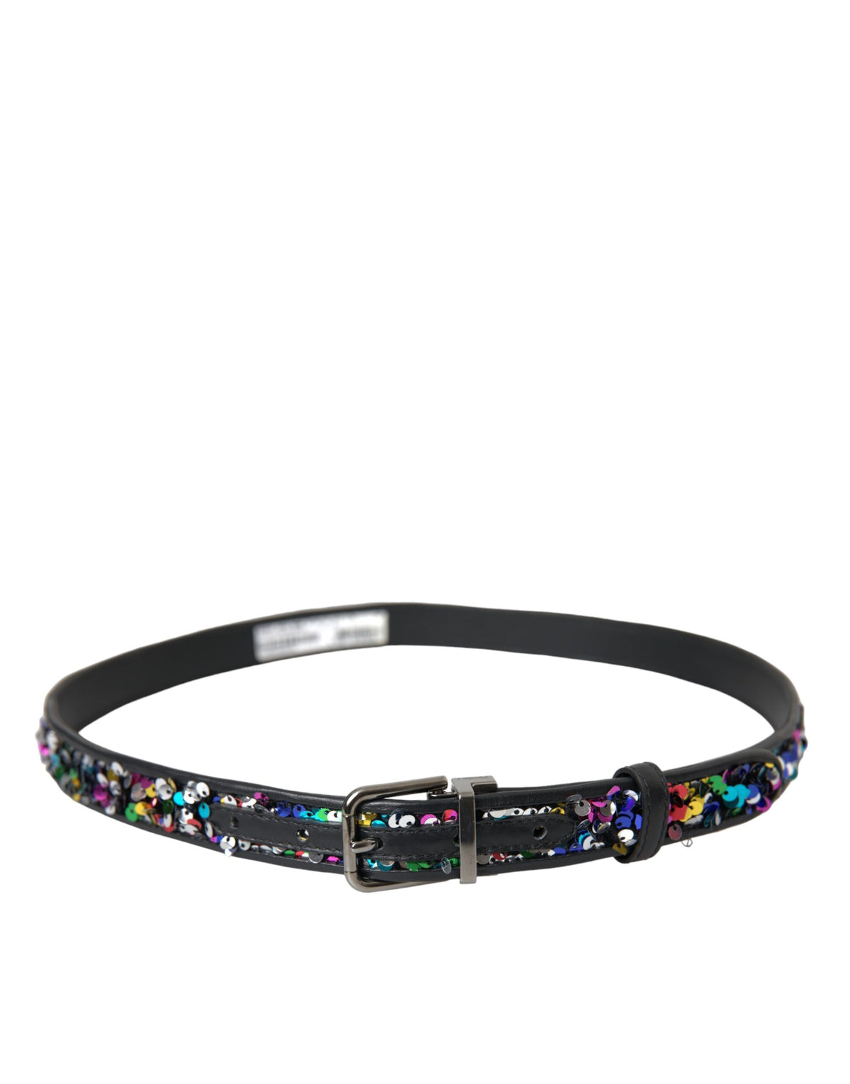 Dolce & Gabbana Ceinture Femme Noire à Paillettes et Boucle Métallique